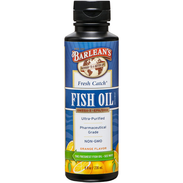 Barlean's Organic Oils Fresh Catch Fish Oil Liquid, Orange Flavor, 8 oz, Barlean's Organic Oils