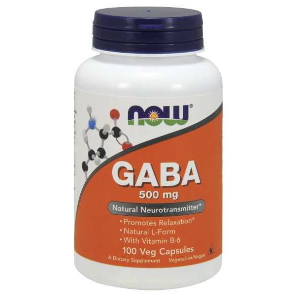 NOW Foods GABA Gamma Aminobutyric Ac 500 mg + B-6 2 mg 100 Caps, NOW Foods