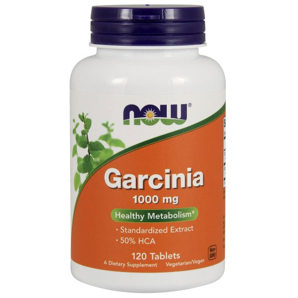 NOW Foods Garcinia 1000 mg, 50% Hydroxycitric Acid, 120 Tablets, NOW Foods