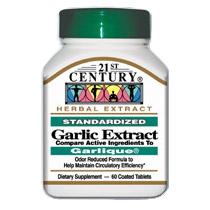 21st Century HealthCare Garlic Extract Odor Reduced 60 Coated Tablets, 21st Century Health Care