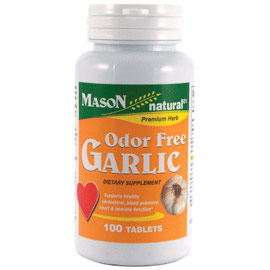 Mason Natural Garlic Odor Free, 100 Tablets, Mason Natural