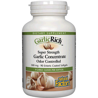 Natural Factors Garlic Rich Super Strength GarlicRich, 180 Enteric Coated Softgels, Natural Factors