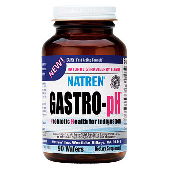 Natren Gastro-pH, Natural Strawberry Flavor, 90 Wafers, Natren
