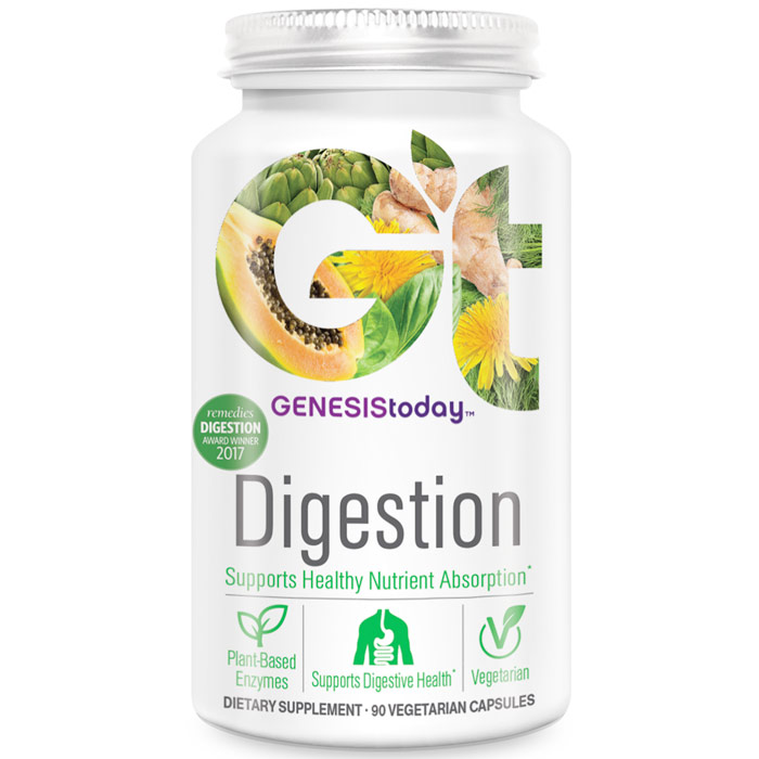 Genesis Today GenEssentials Digestion, Enzyme & Herbal Blend, 90 Vegetarian Capsules, Genesis Today