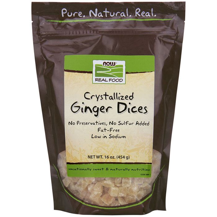 NOW Foods Ginger Dices Crystallized, 16 oz, NOW Foods