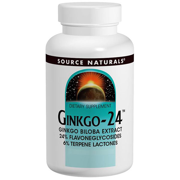 Source Naturals Ginkgo-24 Ginkgo Biloba Extract 60mg 60 tabs from Source Naturals