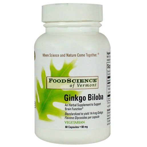 FoodScience Of Vermont Ginkgo Biloba Extract 60 mg, 60 Capsules, FoodScience Of Vermont