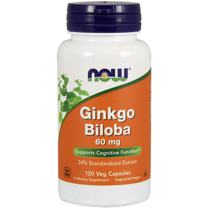 NOW Foods Ginkgo Biloba Extract 60mg 120 Caps, NOW Foods