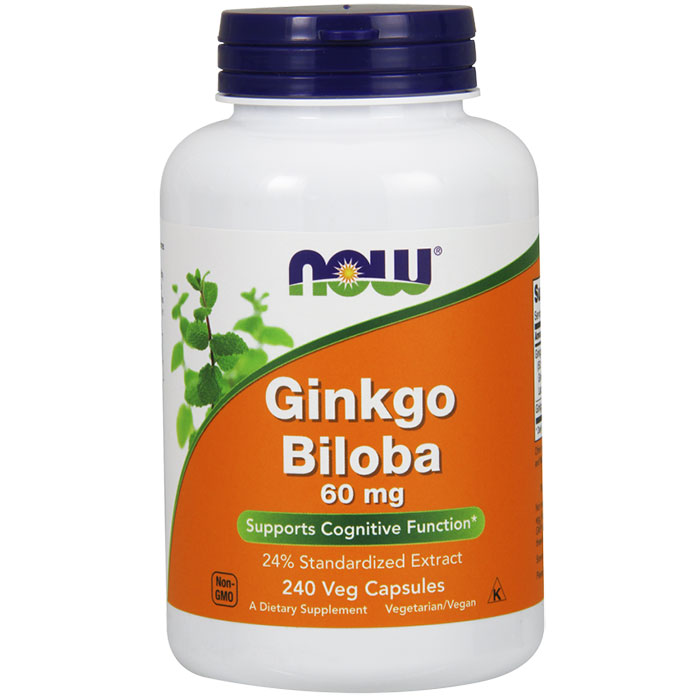 NOW Foods Ginkgo Biloba Extract 60mg 240 Caps, NOW Foods