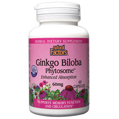 Natural Factors Ginkgo Biloba Phytosome 60 Capsules, Natural Factors