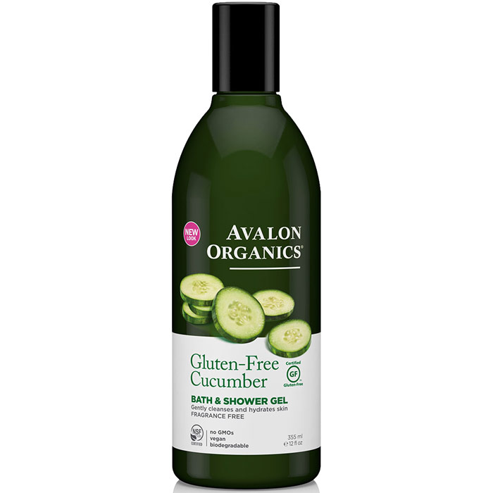 Avalon Organics Gluten Free Cucumber Bath & Shower Gel, 12 oz, Avalon Organics
