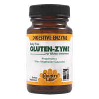 Country Life Gluten-Zyme, Dairy-Free Digestive Enzyme, 60 Vegetarian Capsules, Country Life