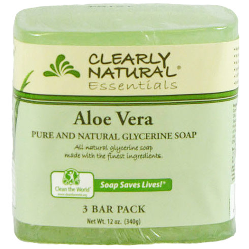 Clearly Natural Pure and Natural Glycerine Bar Soap, Aloe Vera, 3 Bar Pack (12 oz), Clearly Natural