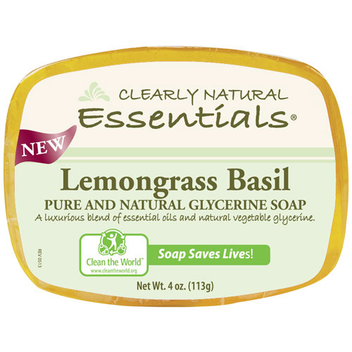 Clearly Natural Glycerine Bar Soap, Lemongrass Basil, 4 oz, Clearly Natural