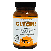 Country Life Glycine 500 mg w/B-6 100 Tablets, Country Life