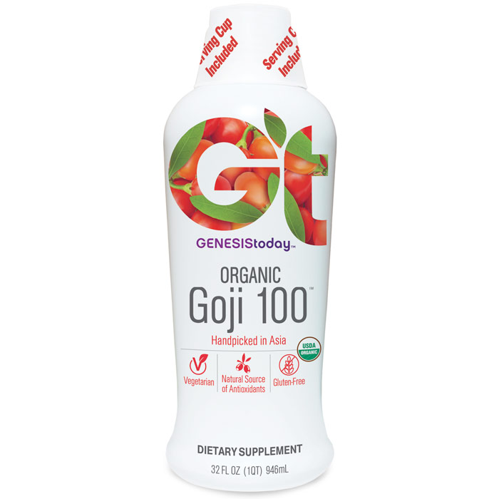 Genesis Today Goji 100, Organic Goji Juice Liquid, 32 oz, Genesis Today