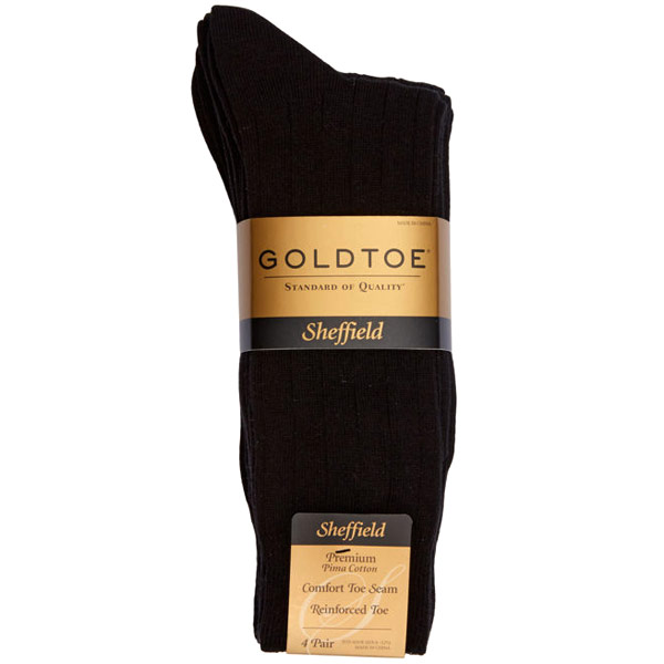 Gold Toe Gold Toe Men's Sheffield Socks, Pima Cotton, Black, 4 Pair