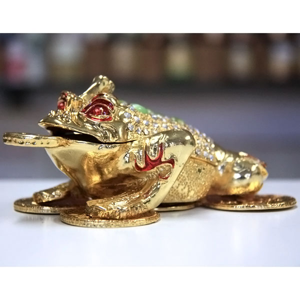Jewelry Gift Box Good Fortune Toad Gilt Jewelry Gift Box with Fine Crystals