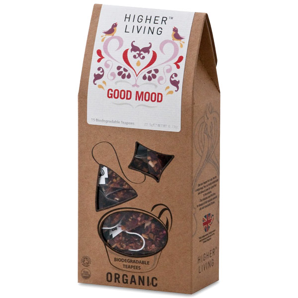 Higher Living Teas Organic Good Mood Tea, 15 Biodegradable Teapees, Higher Living
