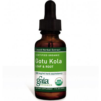 Gaia Herbs Gotu Kola Leaf & Root Liquid, Certified Organic, 1 oz, Gaia Herbs