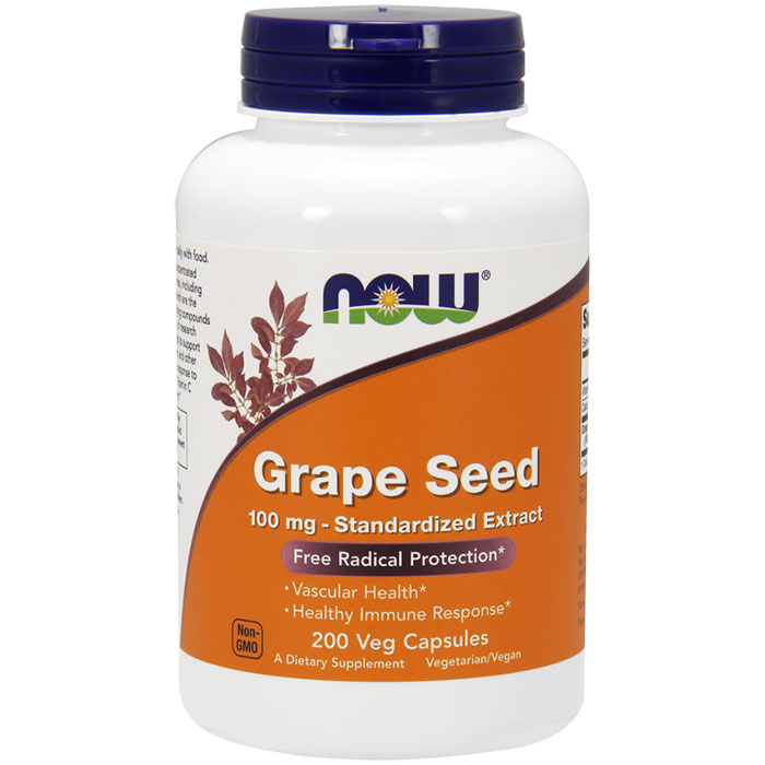 NOW Foods Grape Seed Standardized Extract 100 mg, 200 Capsules, NOW Foods