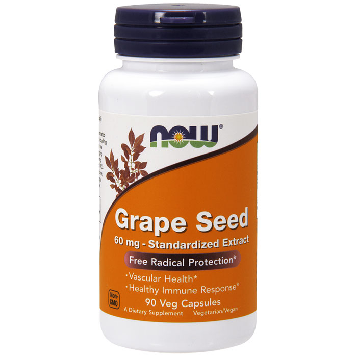 NOW Foods Grape Seed Antioxidant 60 mg + Bioflavonoids 90 Vcaps, NOW Foods