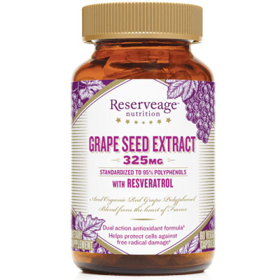 ReserveAge Organics Grape Seed Extract 325 mg with Resveratrol, 60 Veggie Capsules, ReserveAge Organics