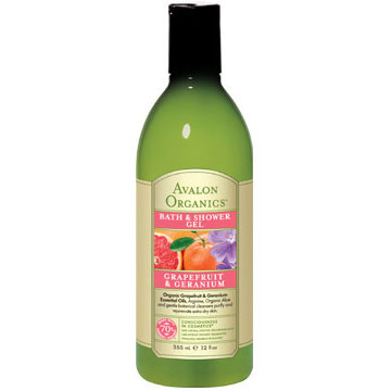 Avalon Organic Botanicals Grapefruit & Geranium Refreshing Bath & Shower Gel, 12 oz, Avalon Organic