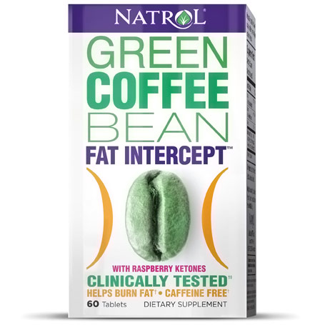 Natrol Green Coffee Bean Fat Intercept, with Raspberry Ketones, 60 Tablets, Natrol