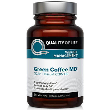 Quality of Life Labs Green Coffee MD (GCA Plus Cissus CQR-300), 30 Vegicaps, Quality of Life Labs
