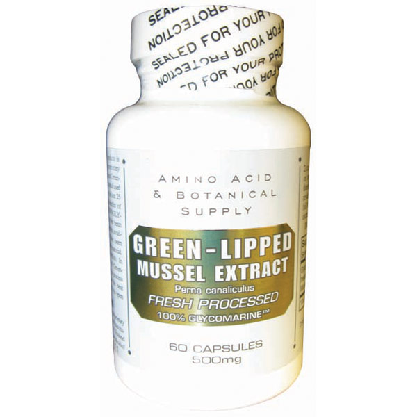Amino Acid & Botanical Supply Green-Lipped Mussel Extract 500 mg, 60 Capsules, Amino Acid & Botanical Supply