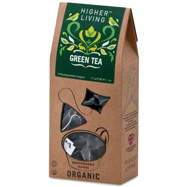 Higher Living Teas Organic Green Tea, 15 Biodegradable Teapees, Higher Living