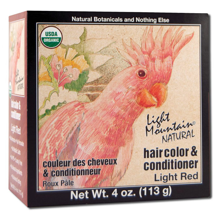Light Mountain Henna Natural Hair Color & Conditioner, Light Red, 4 oz, Light Mountain Henna