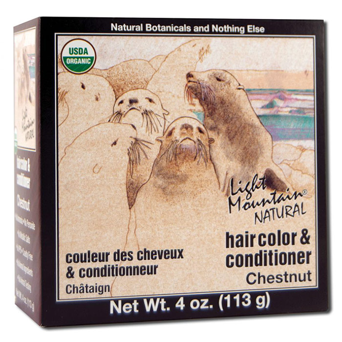 Light Mountain Henna Natural Hair Color & Conditioner, Chestnut, 4 oz, Light Mountain Henna