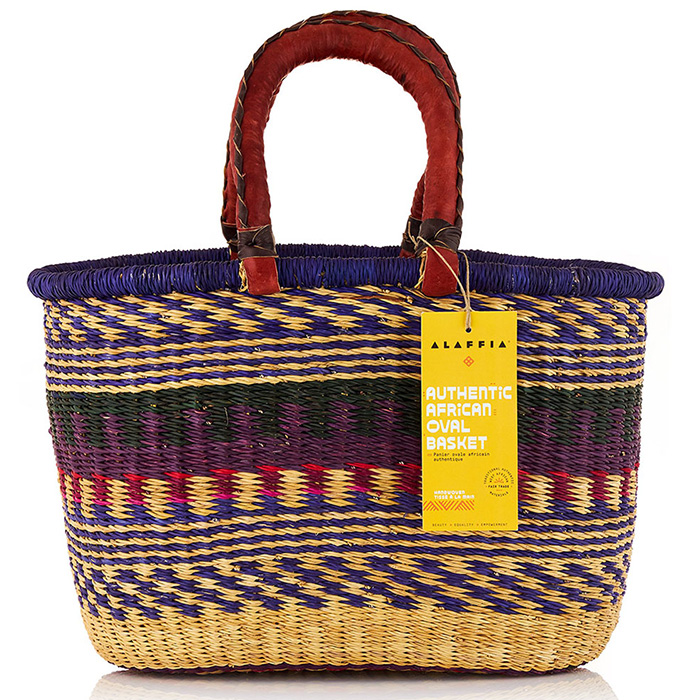 Handwoven African Oval Basket, 1 pc, Alaffia Authentic