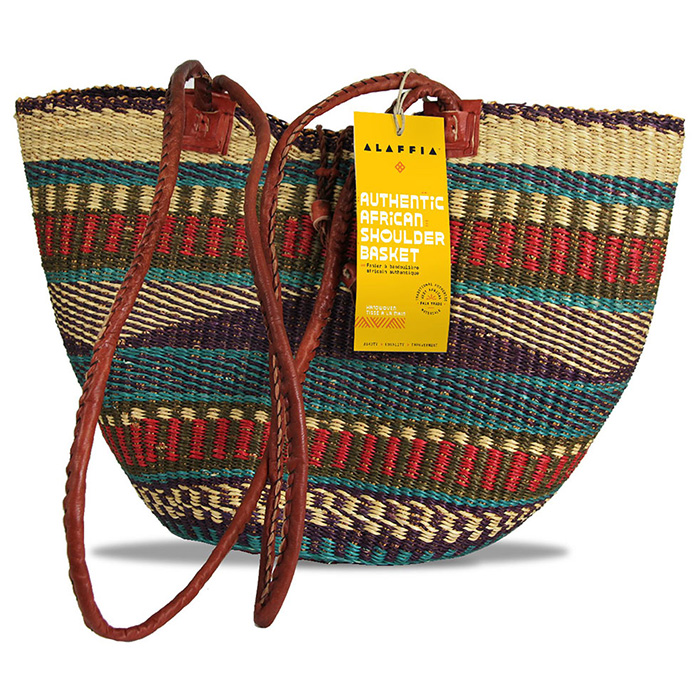 Handwoven African Shoulder Basket, 1 pc, Alaffia Authentic