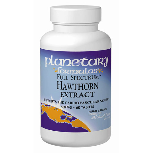 Planetary Herbals Hawthorn Extract 550mg Full Spectrum 30 tabs, Planetary Herbals