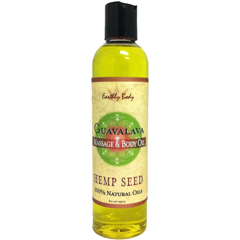 Earthly Body Hemp Seed Massage & Body Oil, Guavalava, 8 oz, Earthly Body