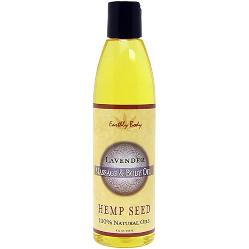 Earthly Body Hemp Seed Massage & Body Oil, Lavender, 8 oz, Earthly Body