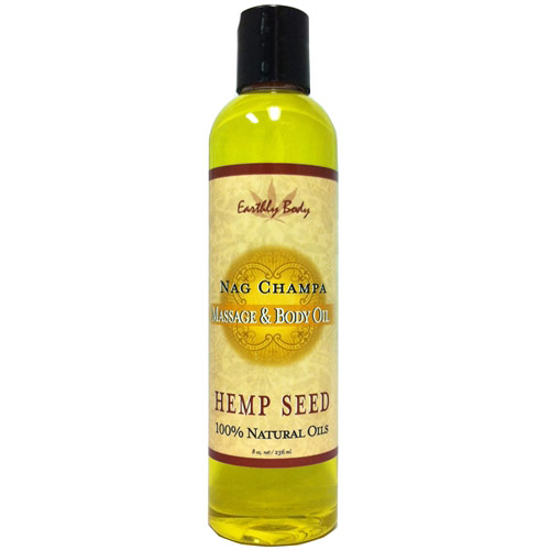 Earthly Body Hemp Seed Massage & Body Oil, Nag Champa, 8 oz, Earthly Body