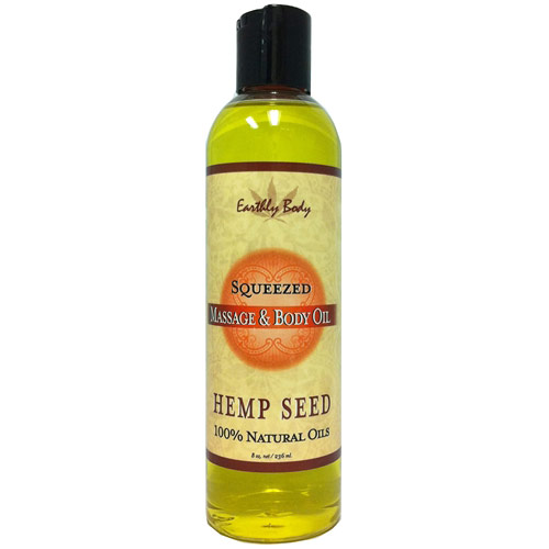 Earthly Body Hemp Seed Massage & Body Oil, Squeezed, 8 oz, Earthly Body