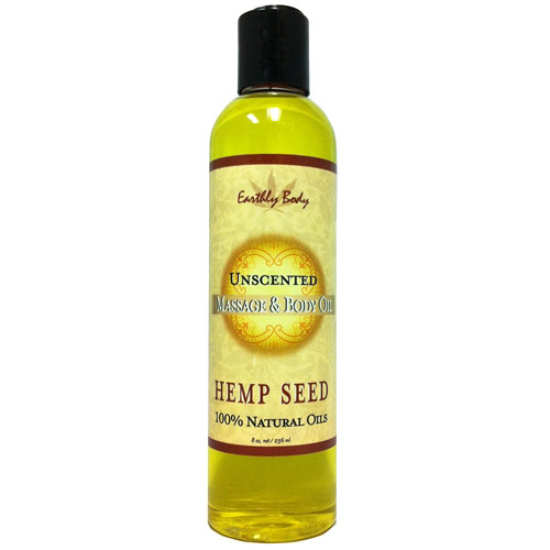 Earthly Body Hemp Seed Massage & Body Oil, Unscented, 8 oz, Earthly Body