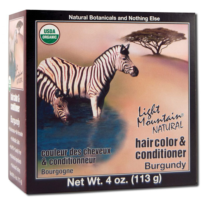 Light Mountain Henna Natural Hair Color & Conditioner, Burgundy, 4 oz, Light Mountain Henna