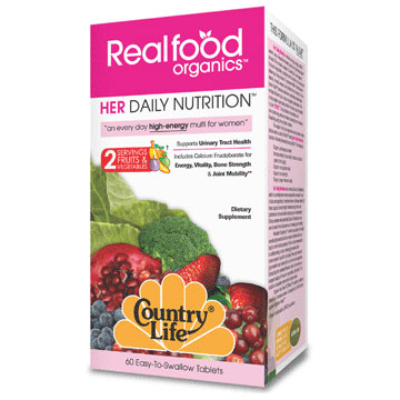 Country Life Realfood Organics Women's Daily Nutrition, High-Energy Multi, 60 Tablets, Country Life