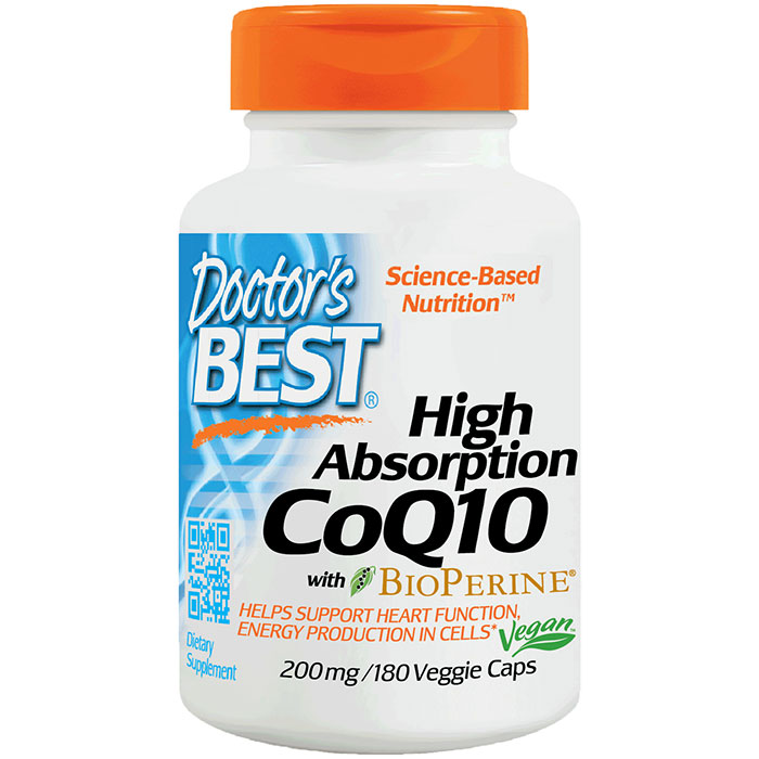 Doctor's Best High Absorption CoQ10 200 mg, Value Size, 180 Vegetarian Capsules, Doctor's Best