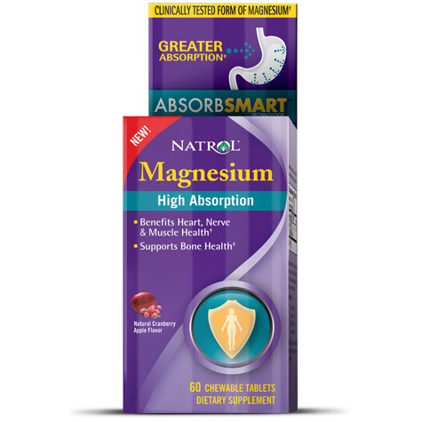 Natrol High Absorption Magnesium Chewable, 60 Tablets, Natrol