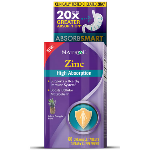 Natrol High Absorption Zinc Chewable, 60 Tablets, Natrol