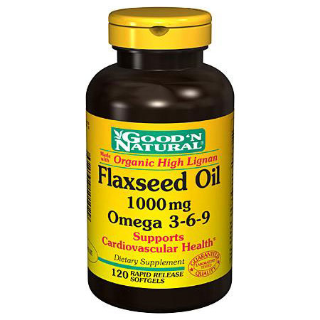 Good 'N Natural Flaxseed Oil 1000 mg High Lignan, Organic, 120 Softgels, Good 'N Natural