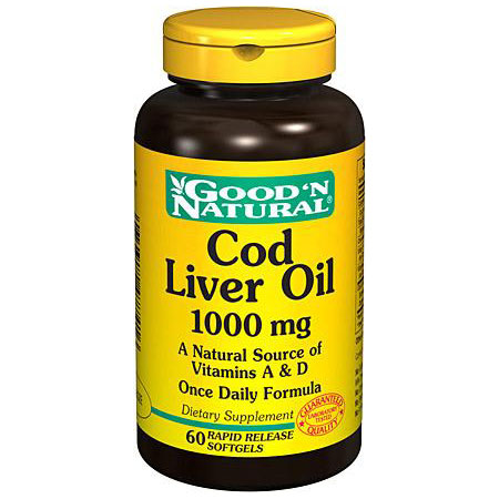 Good 'N Natural Cod Liver Oil 1000 mg High Strength, 60 Softgels, Good 'N Natural