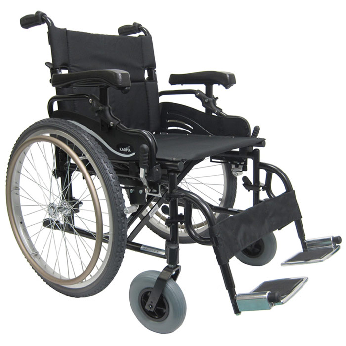 Karman Healthcare Inc. High Strength Extra Wide Light Weight Wheelchair, K0004, 22 Inch Seat Width, Heavy Duty Double Cross Brace, Karman